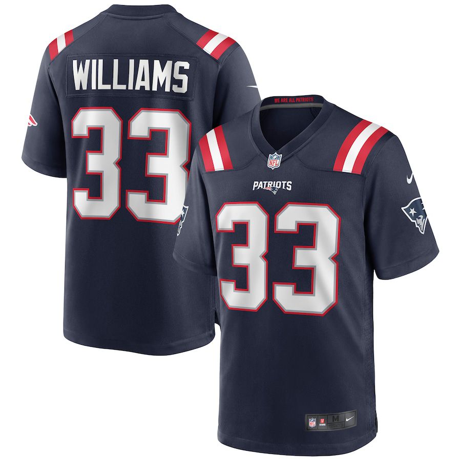 Men New England Patriots #33 Joejuan Williams Nike Navy Game NFL Jersey
